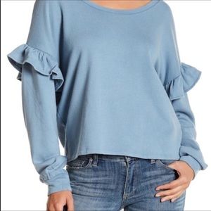 NWT Lucky Brand Baby Blue Ruffle Sweater Sweatshir